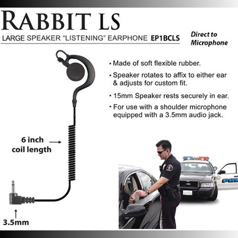 Rabbit 3.5mm Earhook Listen Only Large Speaker Earpiece EP1BCLS